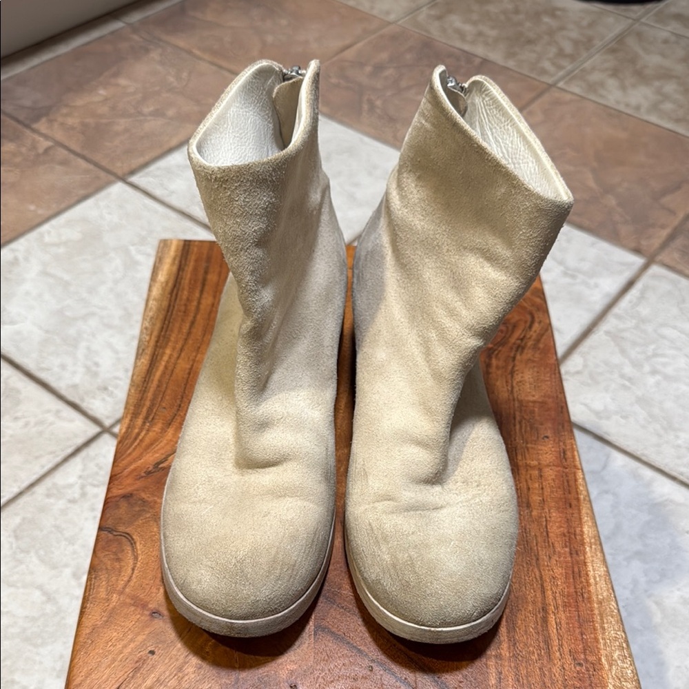 Marsell Suede Booties In Antique White